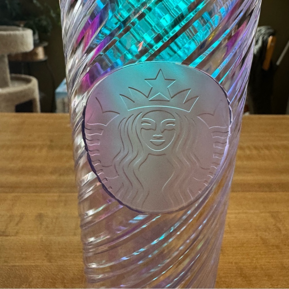 Starbucks Clear Iridescent Holiday Swirl 16 Oz Travel Mug Tumbler 2022 with Lid - Picture 3 of 7